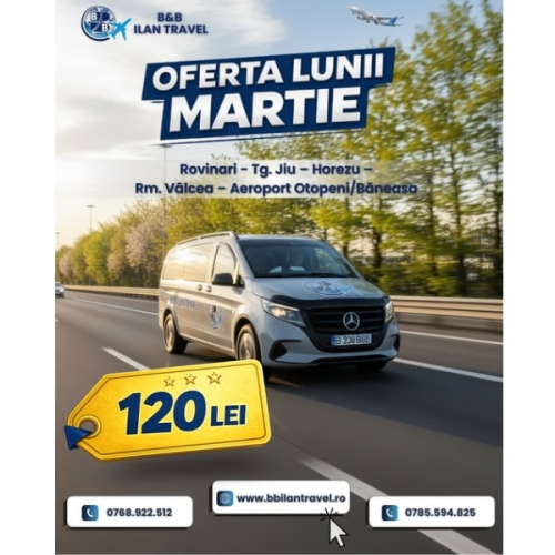 Oferta lunii martie – transport către aeroport la 120 lei Oferta lunii martie – transport către aeroport la 120 lei